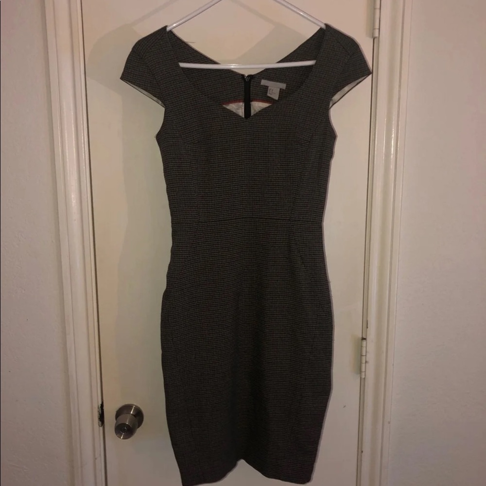A dark grey plaid dress